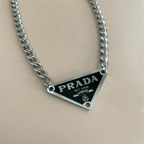 prada necklace ebay|Prada black triangle necklace.